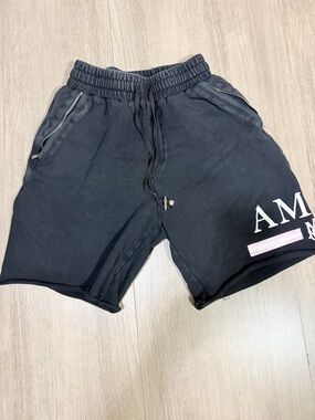 AMIRI Black Athletic Drawstring Shorts with Pink Accent